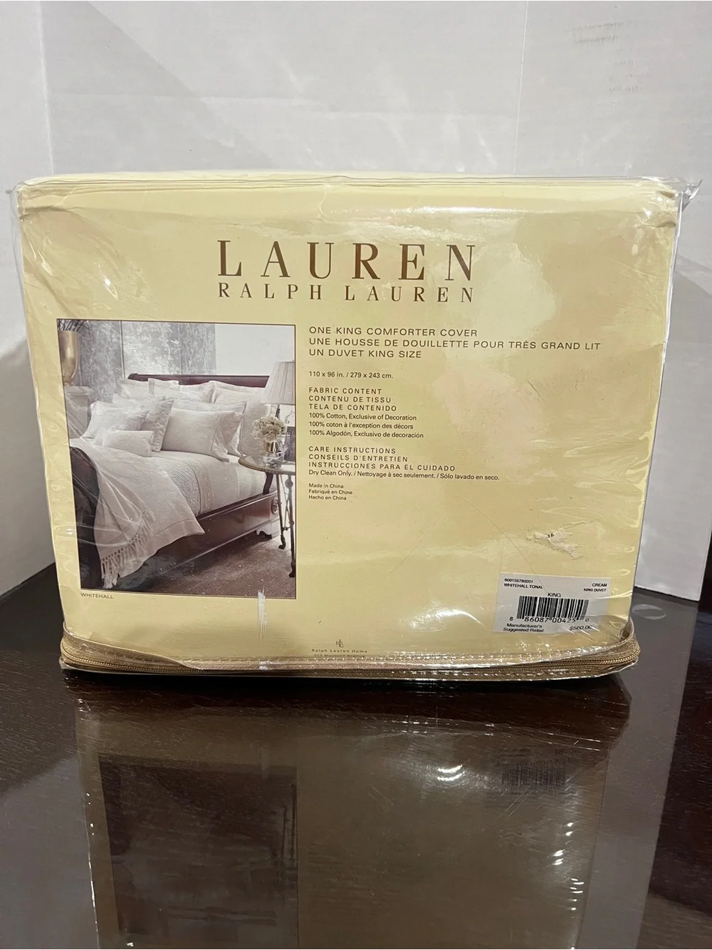 Lauren Ralph Lauren King Duvet Comforter Cotton Embroidery Cream Whitehall Tonal